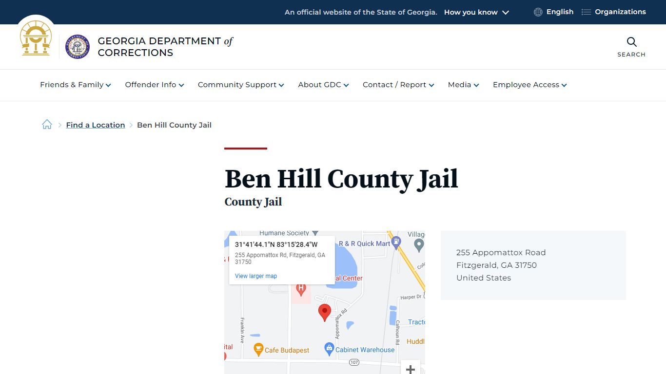 Ben Hill County Jail | Georgia Department of Corrections